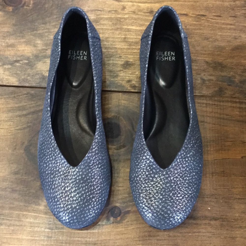Eileen Fisher | size 8.5 | starry leather flats - Picture 1 of 4